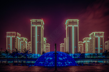 武汉最美夜景武汉城市夜景最美地铁站背景