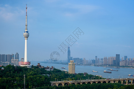 武汉城市风光长江大桥电视塔高清图片