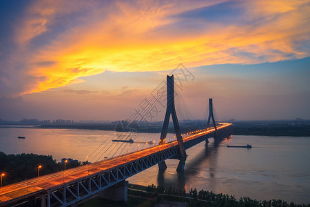 武汉天兴洲大桥武汉城市夜景天兴洲长江大桥背景