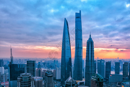 国际化建筑上海CBD夜景背景