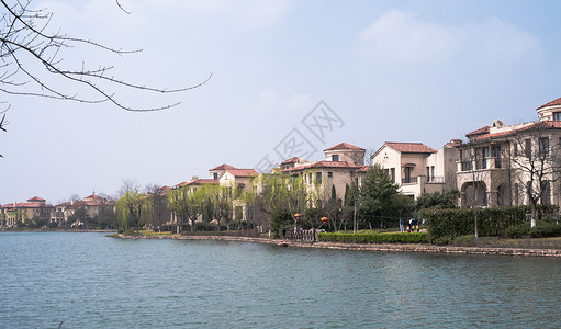 湖居别墅背景图片