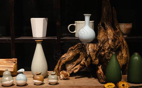 复古做旧素材陶瓷瓶背景