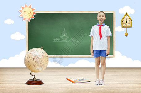 小学生穿校服小学生学习朗读设计图片