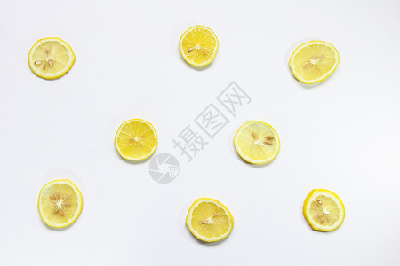 新鲜水果柠檬切片白底图图片