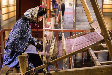 纺织机老上海黄道婆织布背景