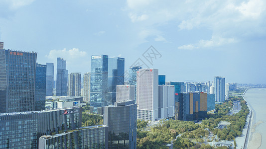 航拍杭州滨江区金融商业区高角度高清图片素材