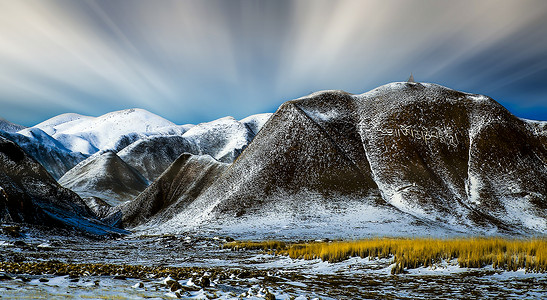 蓝色的雪花青海玉树风景背景