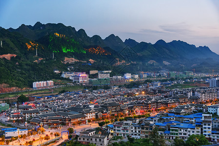 小建筑房子边框荔波古镇全景背景