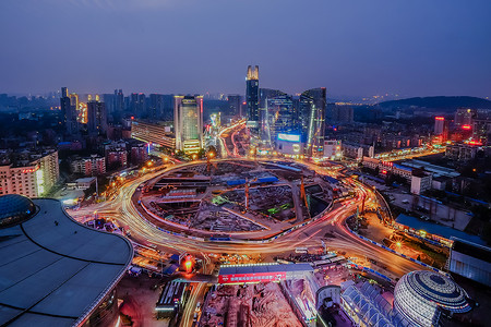 武汉城市夜景光谷广场背景图片