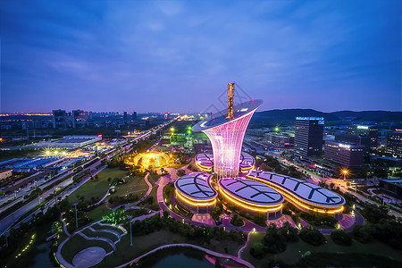 北川羌城风景武汉城市夜景未来科技城背景