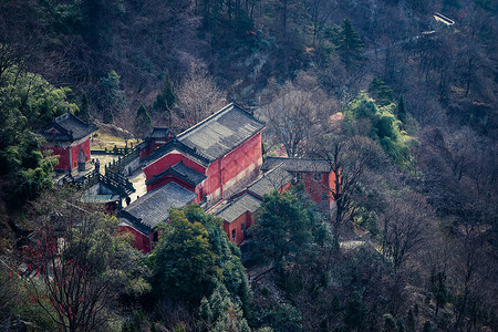 仙山流云湖北十堰道教圣地武当山风景背景