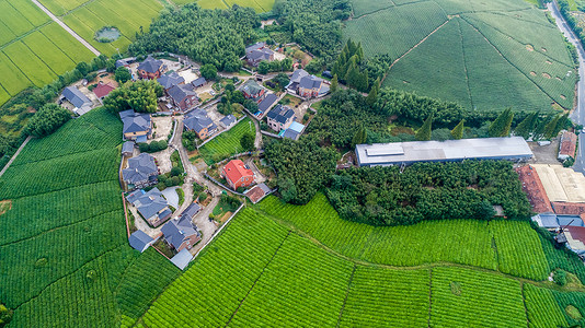 小建筑房子边框航拍江南水乡背景