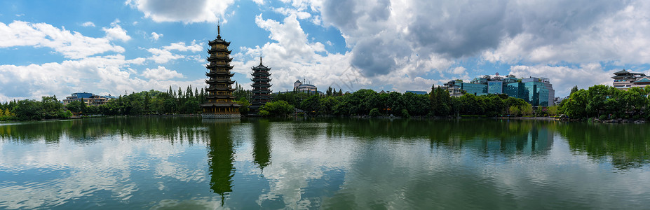 桂林两江四湖日月双塔背景图片