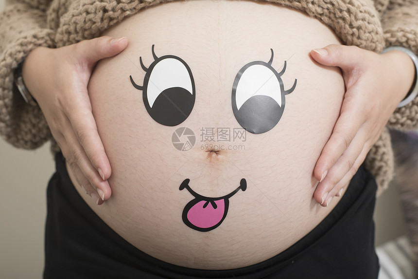 孕妇照肚子表情