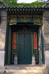 北京胡同的大门门楼高清图片