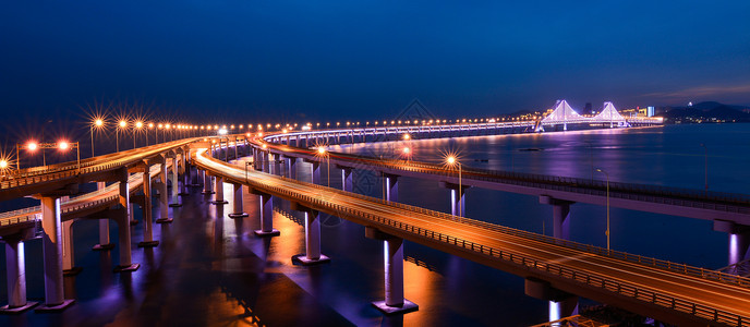 大连夜色星海湾大桥夜景背景