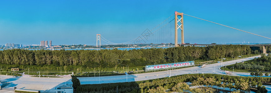 程阳桥武汉阳逻长江大桥全景接片背景