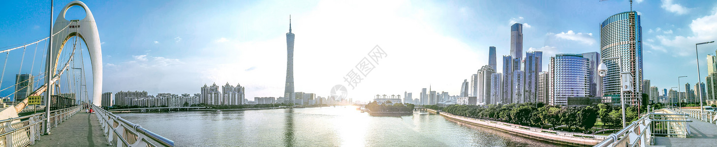 大桥建筑广州地标建筑全景图背景