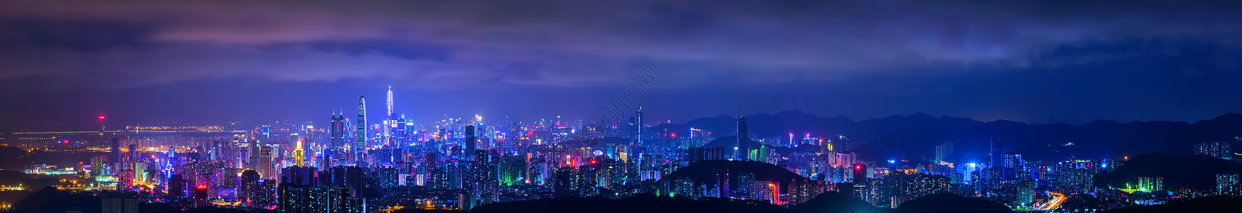 金融高楼大厦深圳城市夜景背景