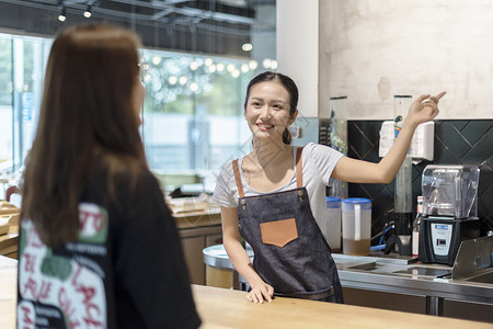 兼职女素材女服务生服务指引背景