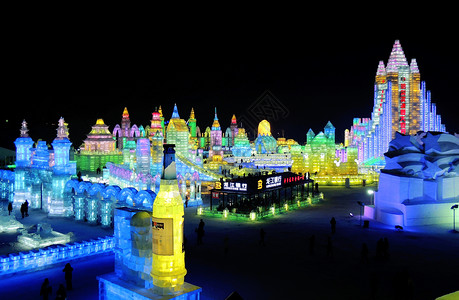 世界节日哈尔滨冰雪大世界冰雕背景