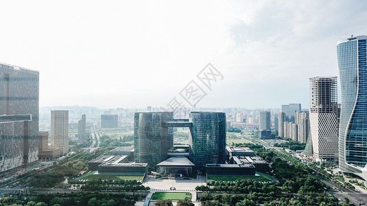 航拍杭州滨江区金融商业区高清图片