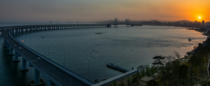 大桥落日背景图片