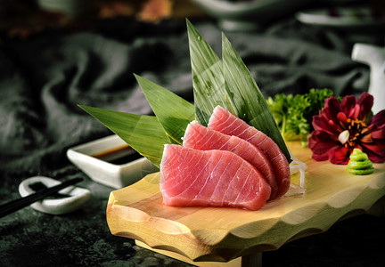 刺身料理日本料理之红金枪鱼刺身背景