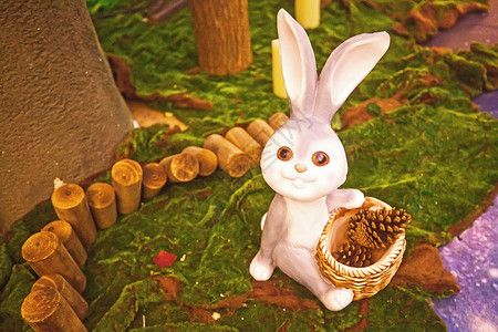 婚礼现场的兔子主题布置场景图片