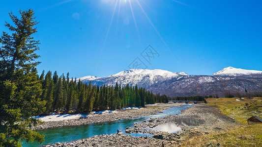 喀纳斯雪山新疆喀纳斯湖景区背景