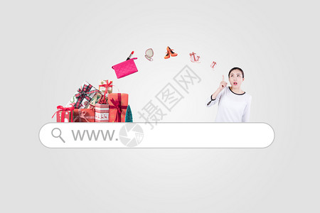 女性购物买礼物网上购物设计图片