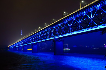 武汉长江大桥夜景旅行高清图片素材