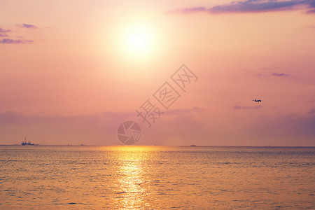 金色海边香港海边日落背景