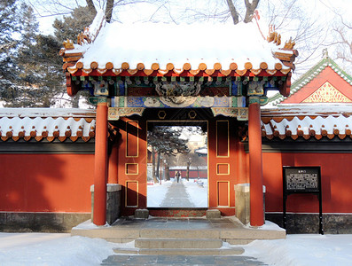 哈尔滨文庙冬景背景图片