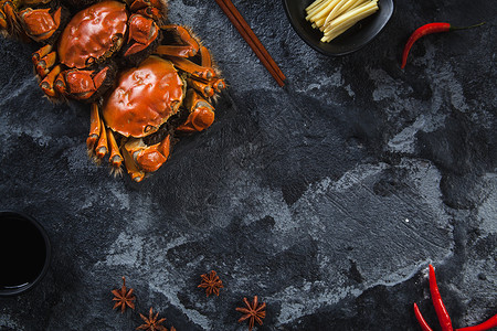 中秋节传统插画美味的大闸蟹背景