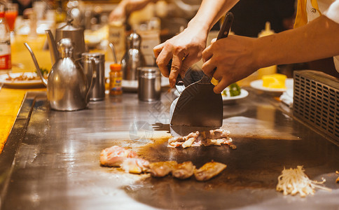 铁板烧烹饪日式餐厅高清图片