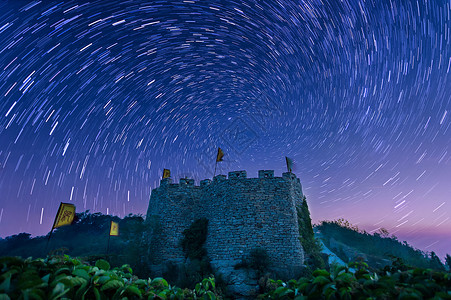 闪亮星星城墙城楼星空高清下载背景