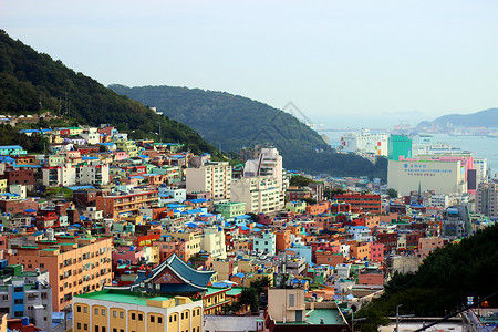 韩国房屋釜山甘川文化村背景