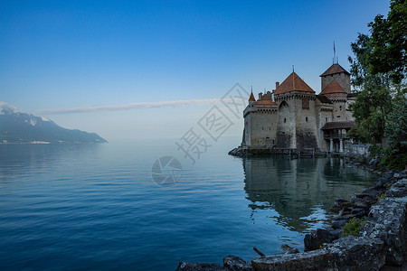 瑞士城堡瑞士旅游 欧洲瑞士湖光山色背景