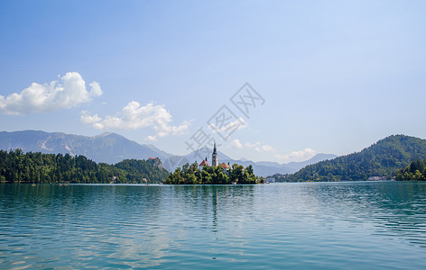 布莱德湖美丽的欧洲湖光山色背景