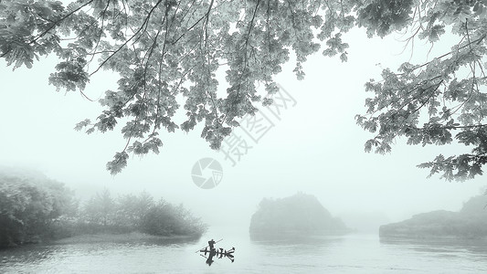 充满中国风的小东江雾气背景图片