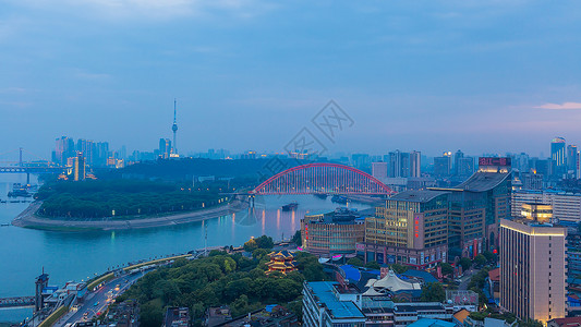 武汉城市建筑风光车灯轨迹高清图片素材