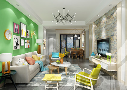 色彩艳丽的客厅效果图背景图片