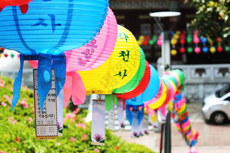 韩语培训济州岛祭祀五彩灯笼背景