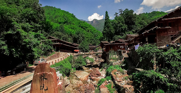 旅酒景点林坑古镇背景