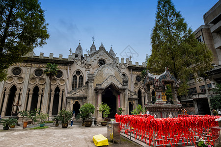 黄浦武汉黄昏古德寺背景