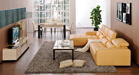 黄色沙发抱枕现代风格简约家居背景