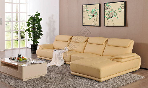 黄色沙发抱枕现代风格简约家居背景