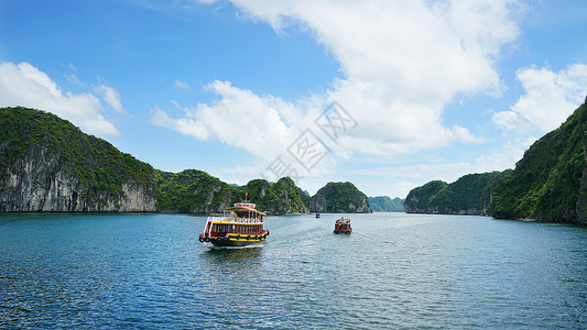 大海航行越南下龙湾世界自然遗产风景名胜背景