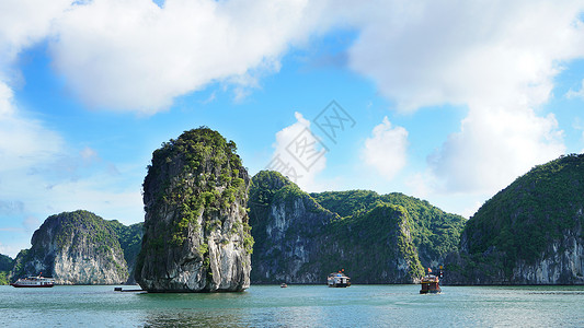 鸽市越南下龙湾名胜风景背景